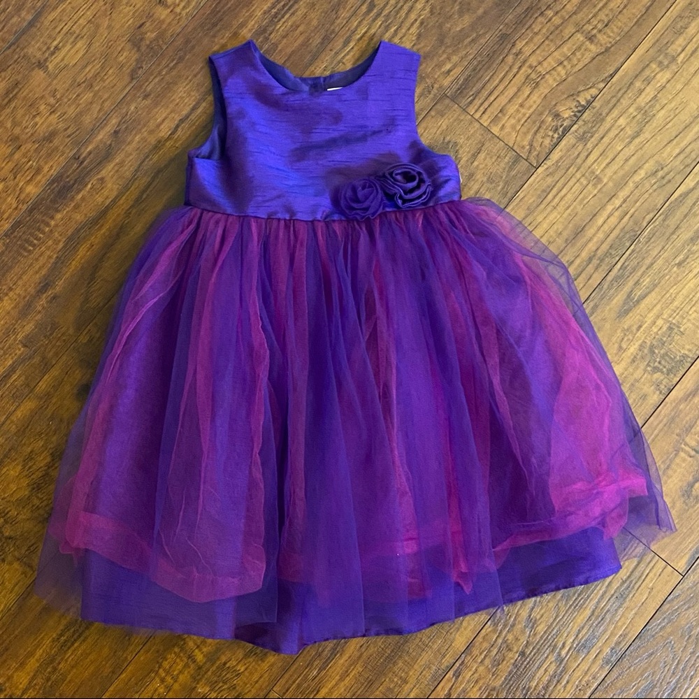 Girls Sleeveless Bow/Floral Tutu Tulle Dress